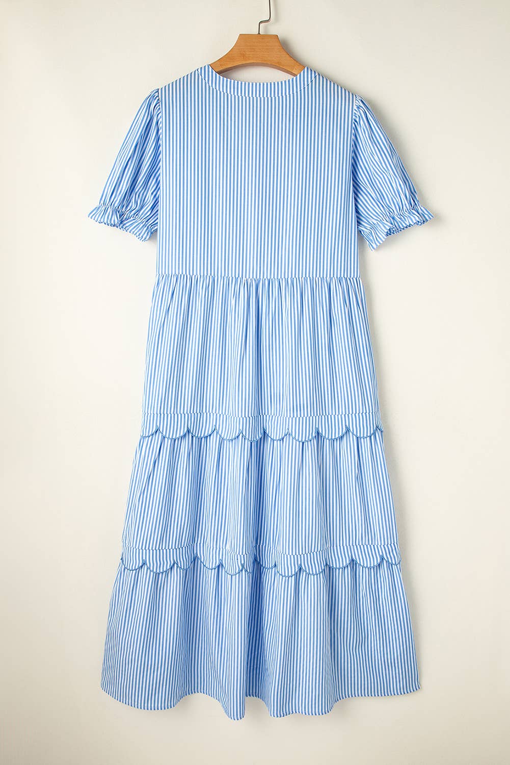 Stripe Puff Sleeve Summer Maxi Dress