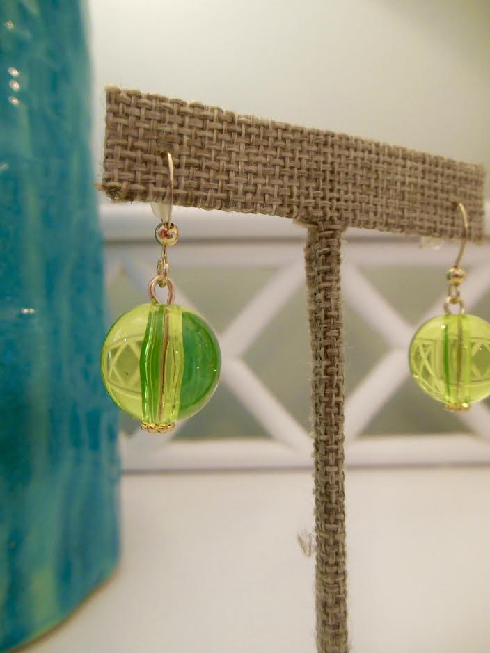 Green Globe Earrings