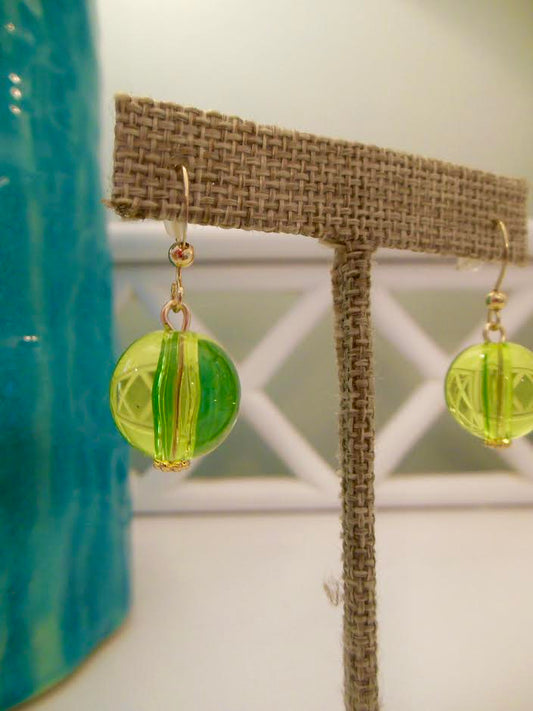 Green Globe Earrings