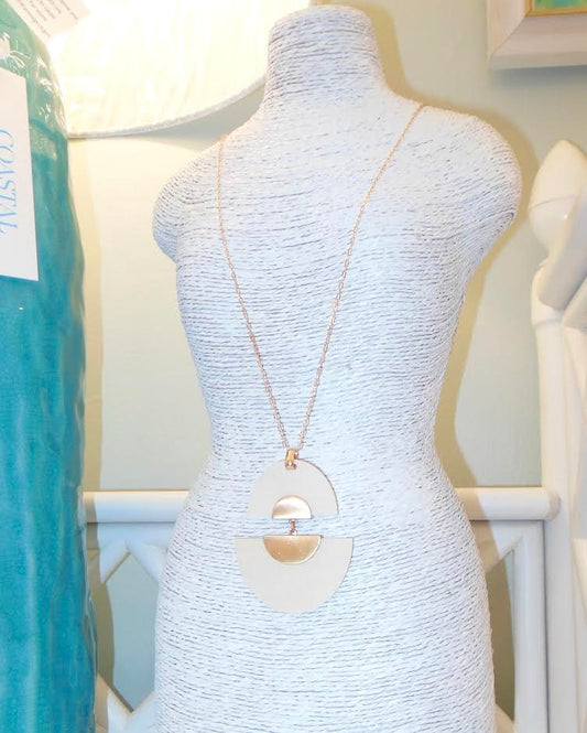 Handmade Abstract Wood Necklace w/ Gold Accents