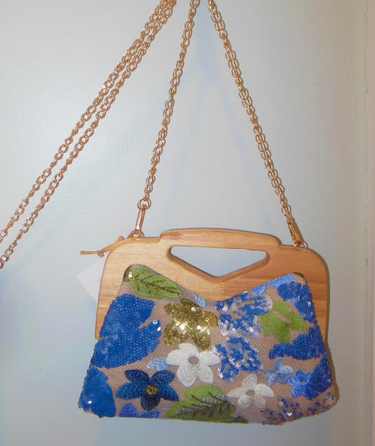 Sequin Blue & Green Crossbody Bag