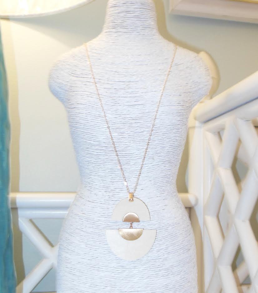 Handmade Abstract Wood Necklace w/ Gold Accents