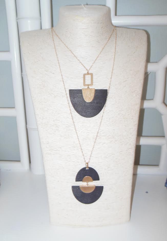 Handmade Abstract Wood Necklace w/ Gold Accents