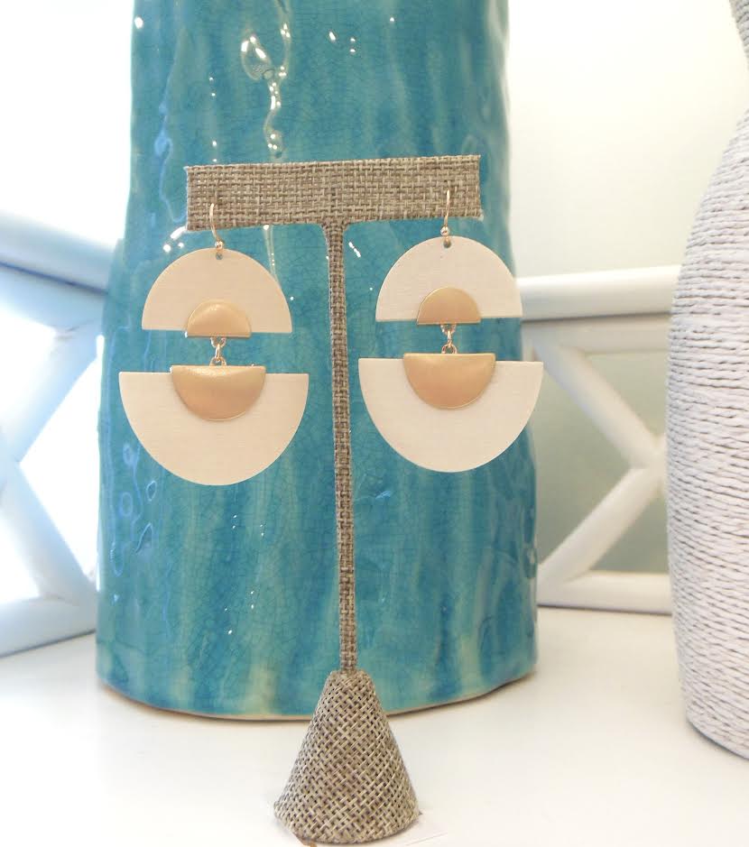 Handmade Wood Earrings w/ Gold Accents