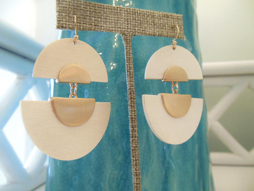 Handmade Wood Earrings w/ Gold Accents