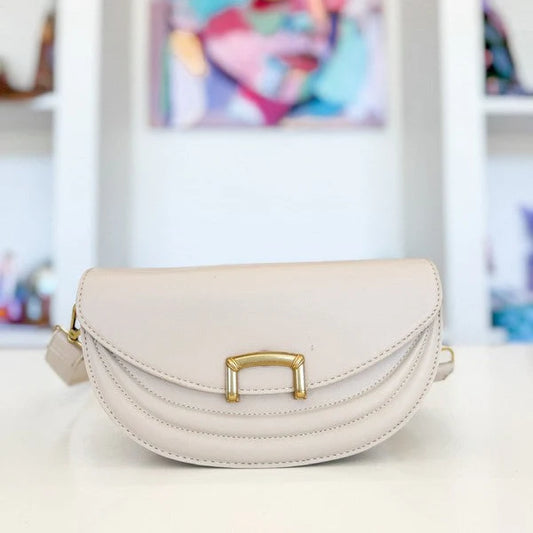 Buckle Half Moon Crossbody Bag by Madison West