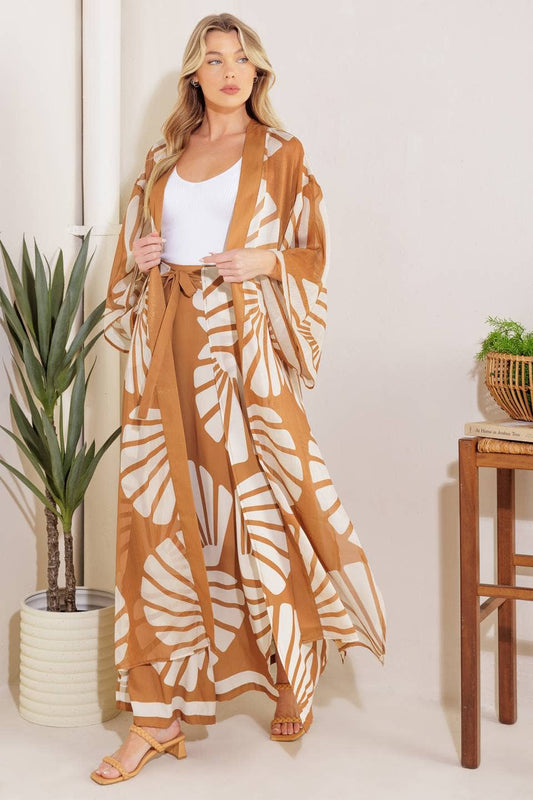 A Printed Woven Kimono - Top
