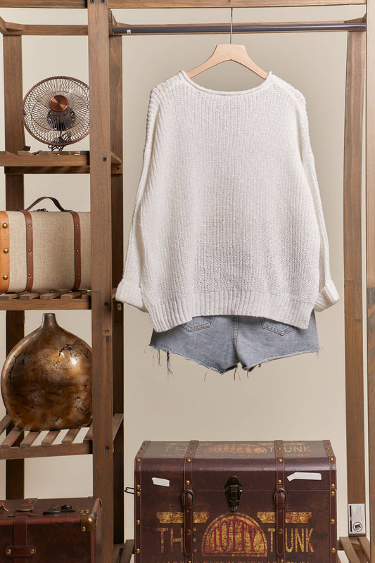 Ivory Relaxed Knit Sweater
