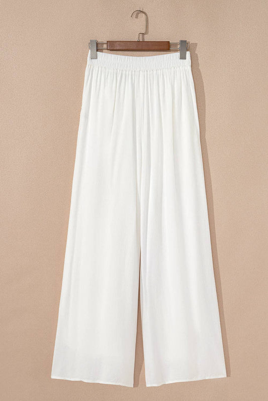 Solid Pleated Wide Leg Summer Pants