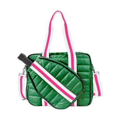 Green & Pink Puffer Pickle Ball Tote - The Jennifer Collection