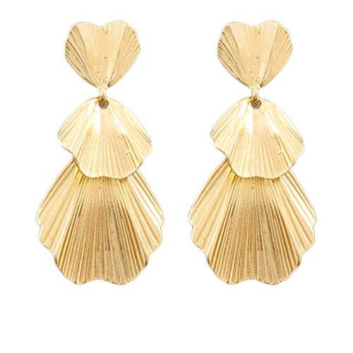 Tiered Gold Shell Earrings