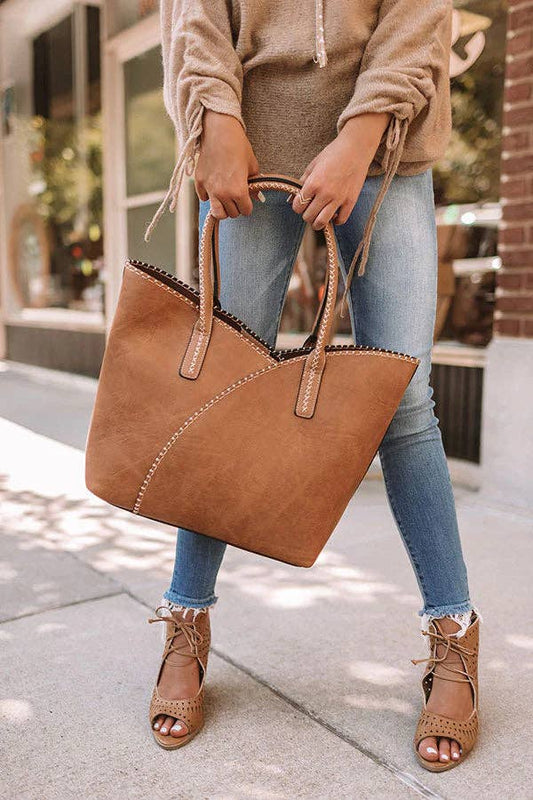 2-in-1 Stitch Shoulder Tote
