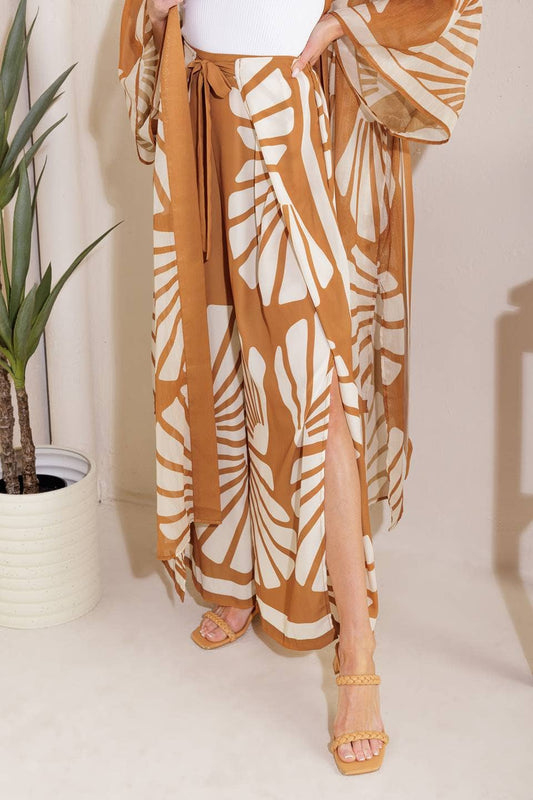 A Printed Woven Kimono - Pants