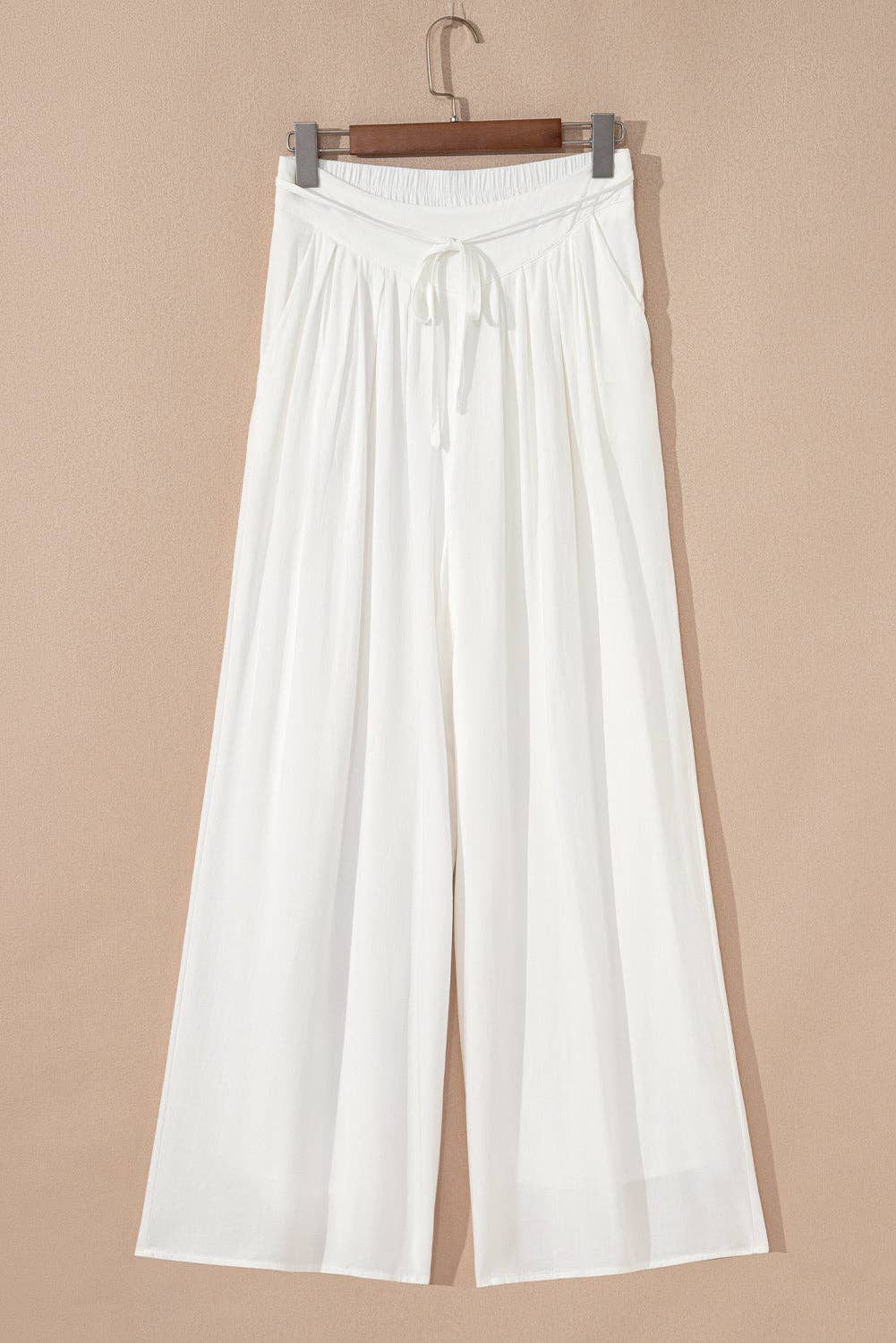 Solid Pleated Wide Leg Summer Pants