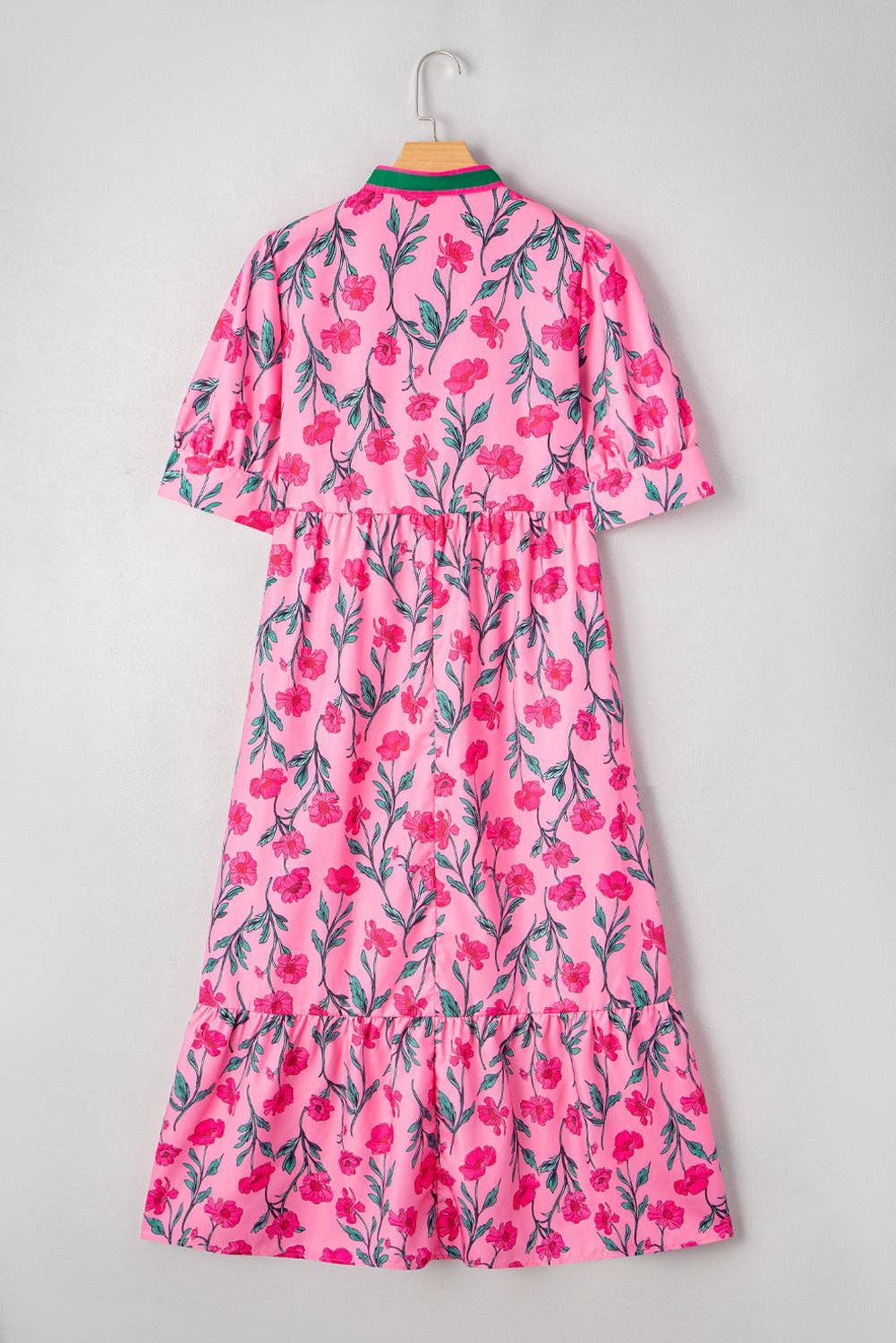 Floral Puff Sleeve Summer Midi Dress