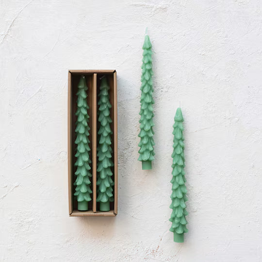 Unscented Tree Shaped Taper Candles in Box, Set of 2