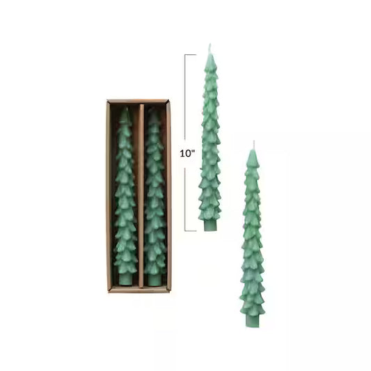 Unscented Tree Shaped Taper Candles in Box, Set of 2