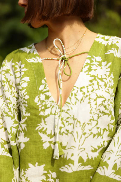 Doha Kaftan - Green Bouquet
