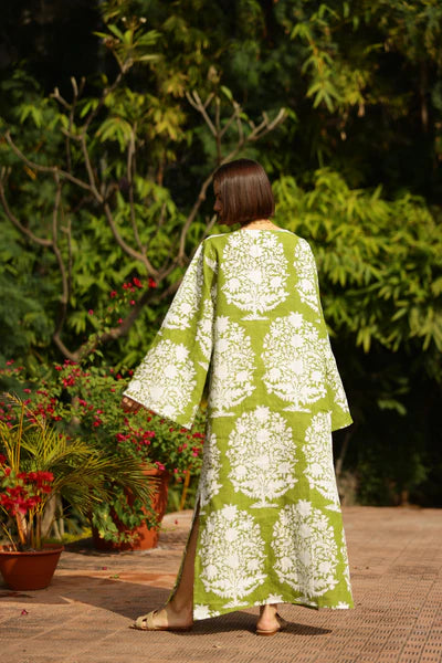 Doha Kaftan - Green Bouquet