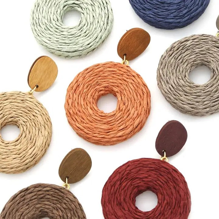 Raffia Dangle Hoop Earrings