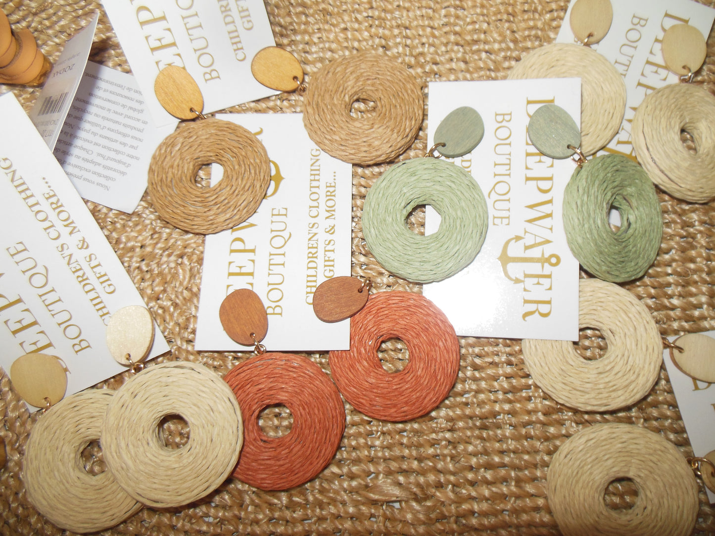 Raffia Dangle Hoop Earrings