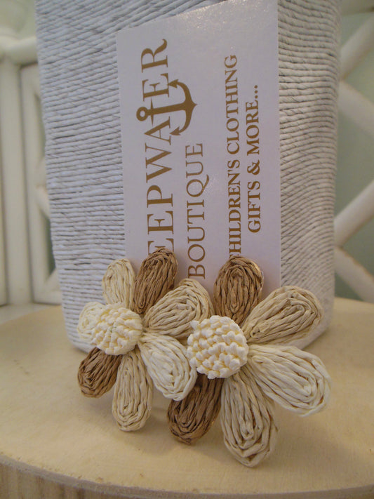 Raffia Flower Earrings