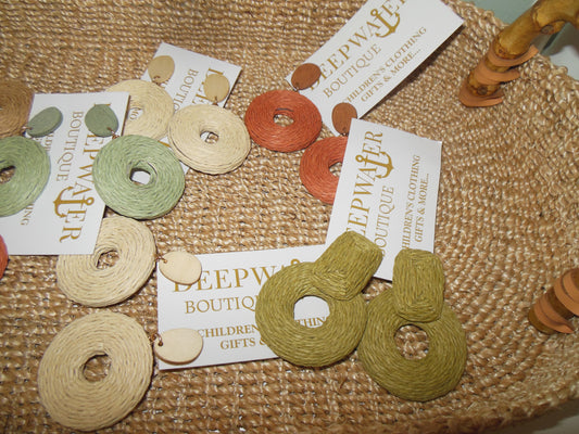 Raffia Dangle Hoop Earrings