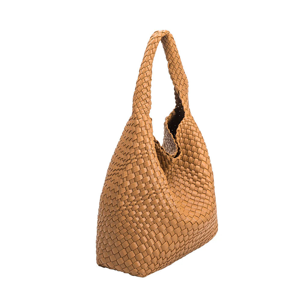 Melie Bianco Recycled Vegan Large Shoulder Bag - Camel