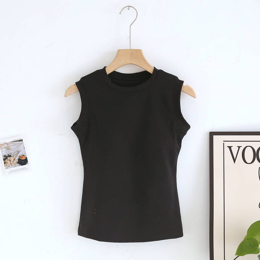 Basic Cotton Blend Built-in-Bra Tank Top