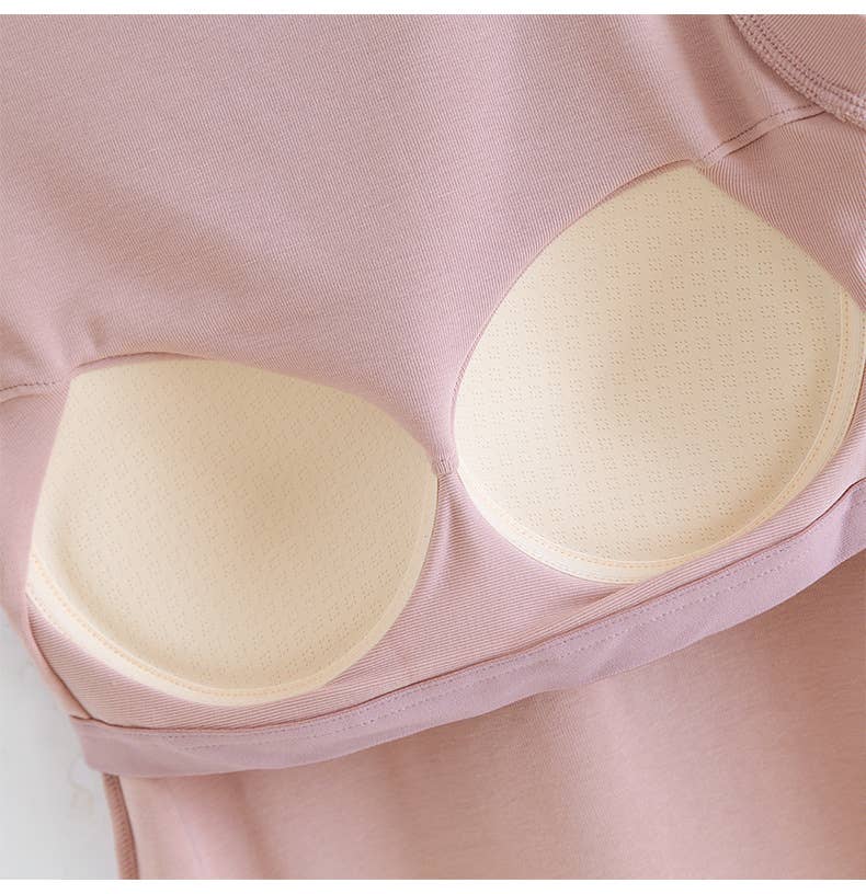 Basic Cotton Blend Built-in-Bra Tank Top