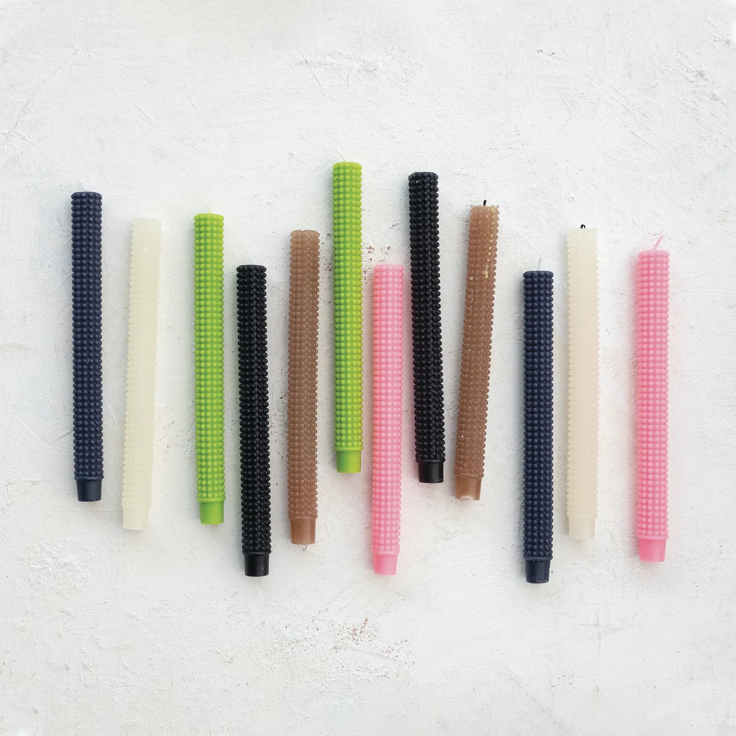 10"H Unscented Hobnail Taper Candles in Box, Navy Color, Set of 2