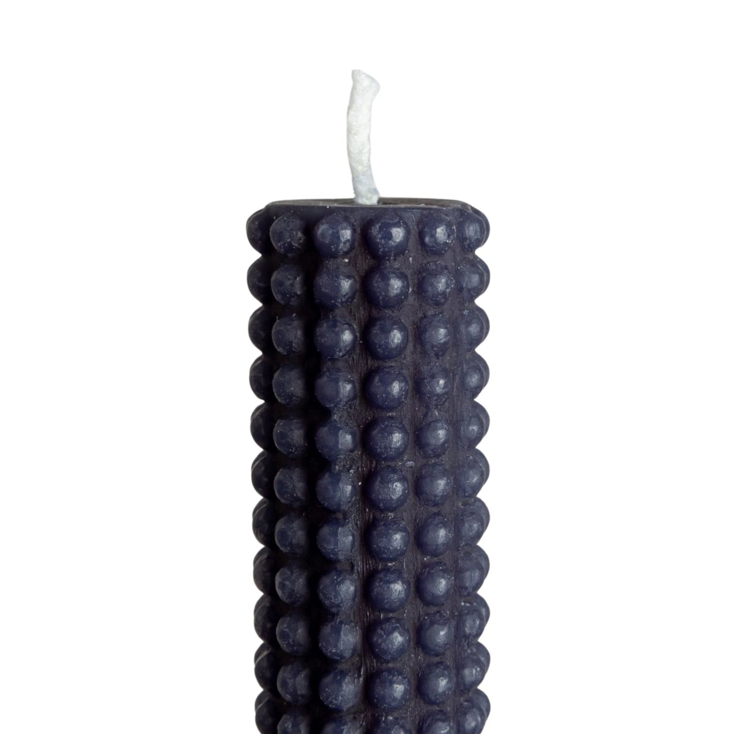 10"H Unscented Hobnail Taper Candles in Box, Navy Color, Set of 2