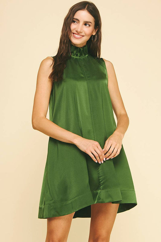 Solid Mini Dress Back Tie