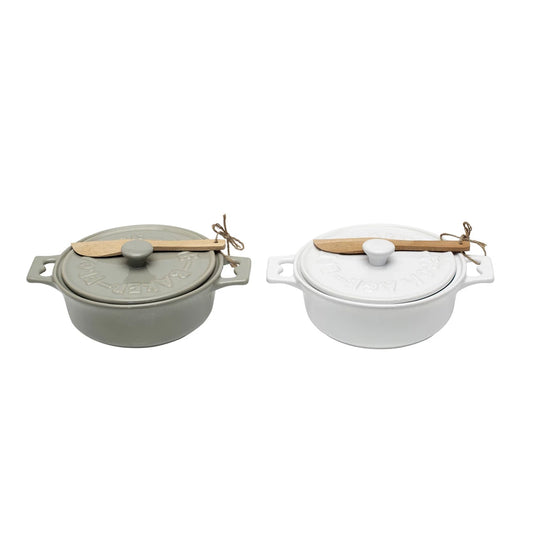 Brie Baker with Lid and Spreader, Set of 2