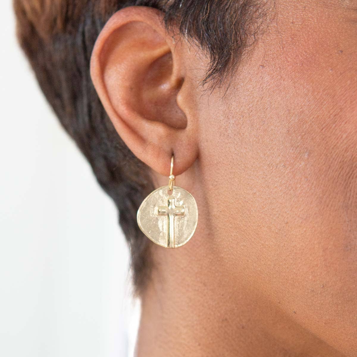 Coin Cross Earrings