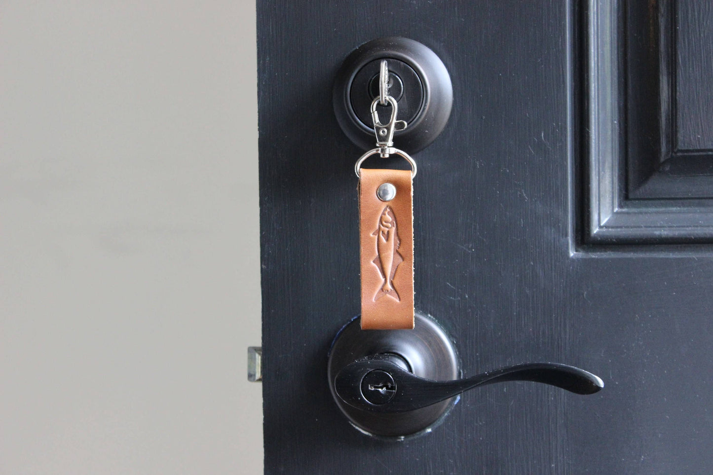 Blue Fish Leather Key Fob