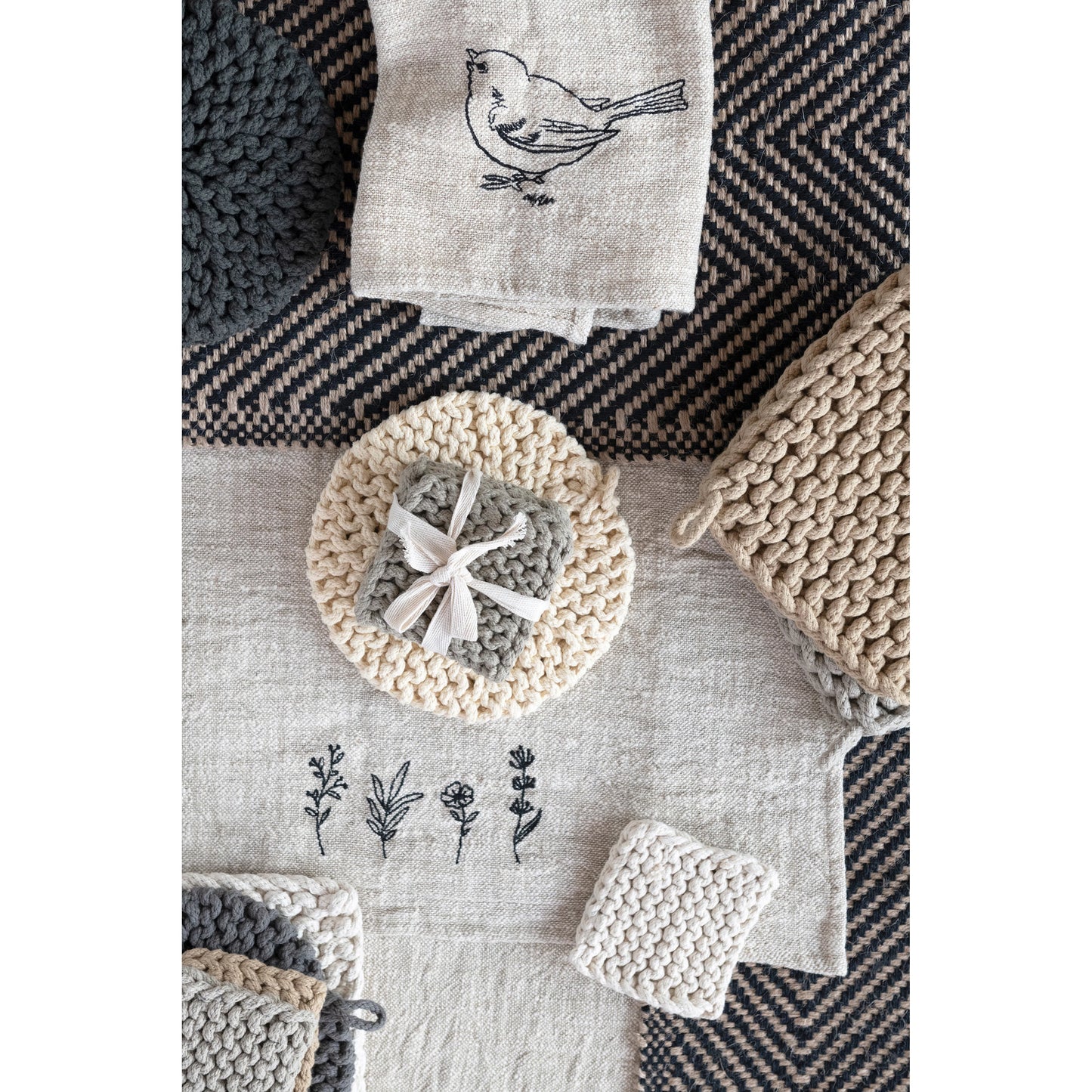 Cotton Crocheted Pot Holder, 4 Colors