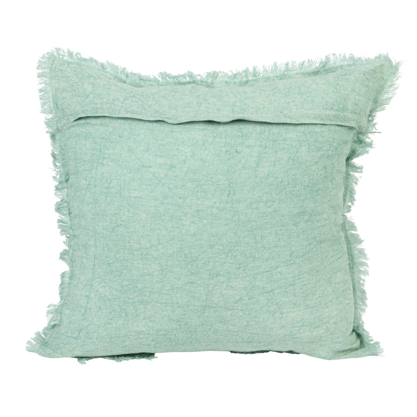 20" Square Stonewashed Linen Pillow w/ Fringe