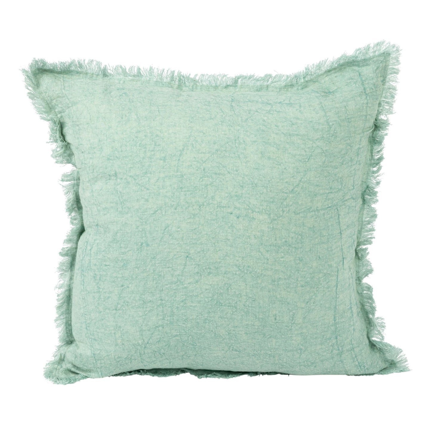 20" Square Stonewashed Linen Pillow w/ Fringe