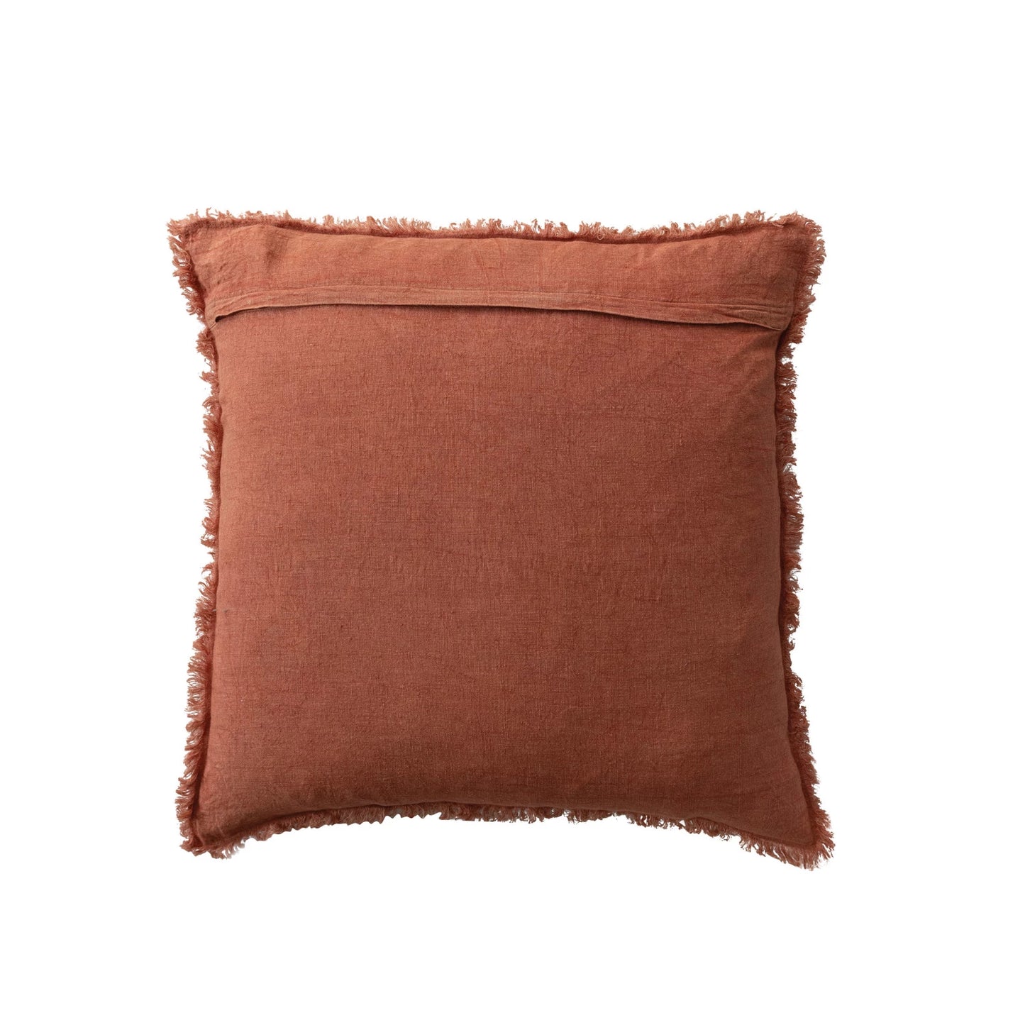 20" Square Stonewashed Linen Pillow w/ Fringe