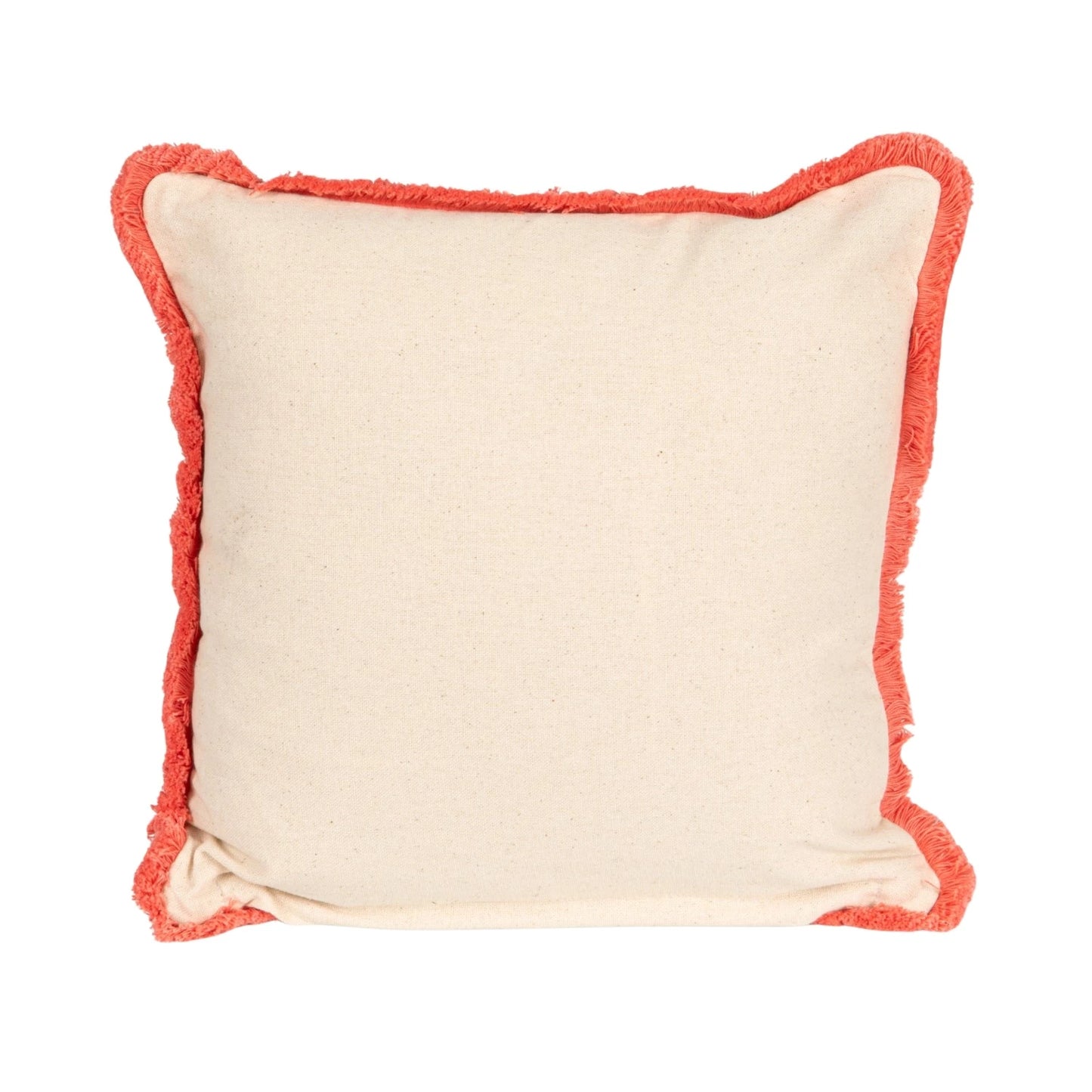 Cotton Slub Pillow with Flowers, Embroidery & Eyelash Fringe