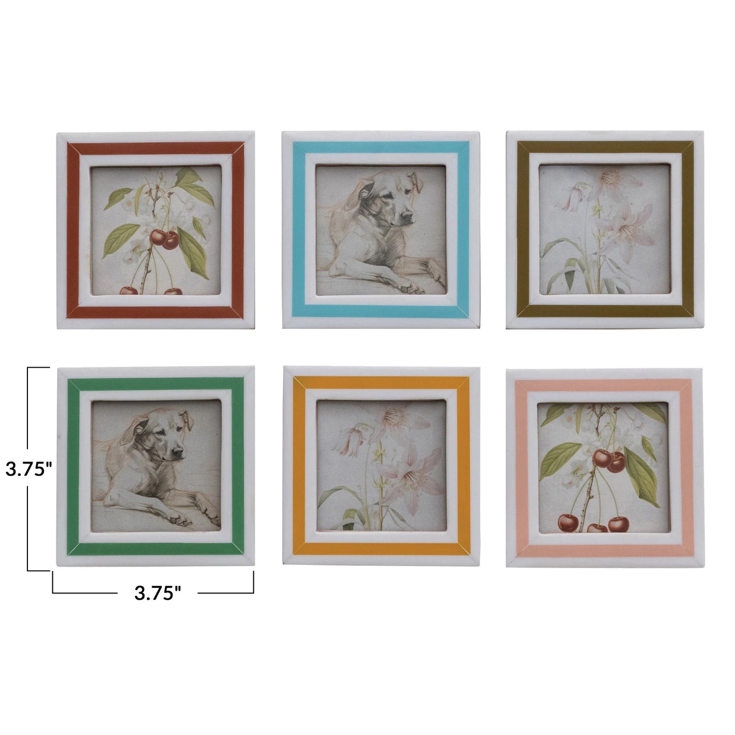 Resin & MDF Photo Frame Magnet w/ Inlaid Stripes, 6 Colors