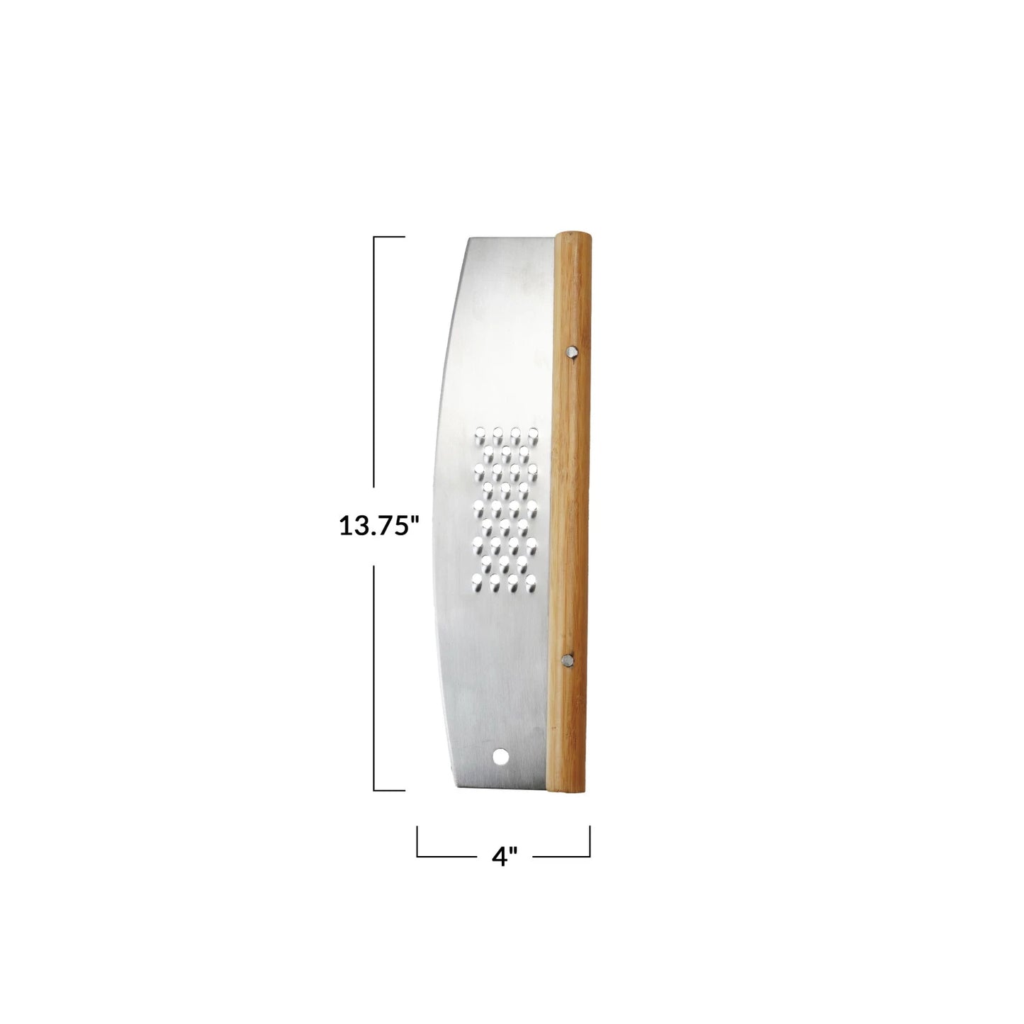 Stainless Steel & Rubberwood Pizza Cutter w/ Grater, Natural -