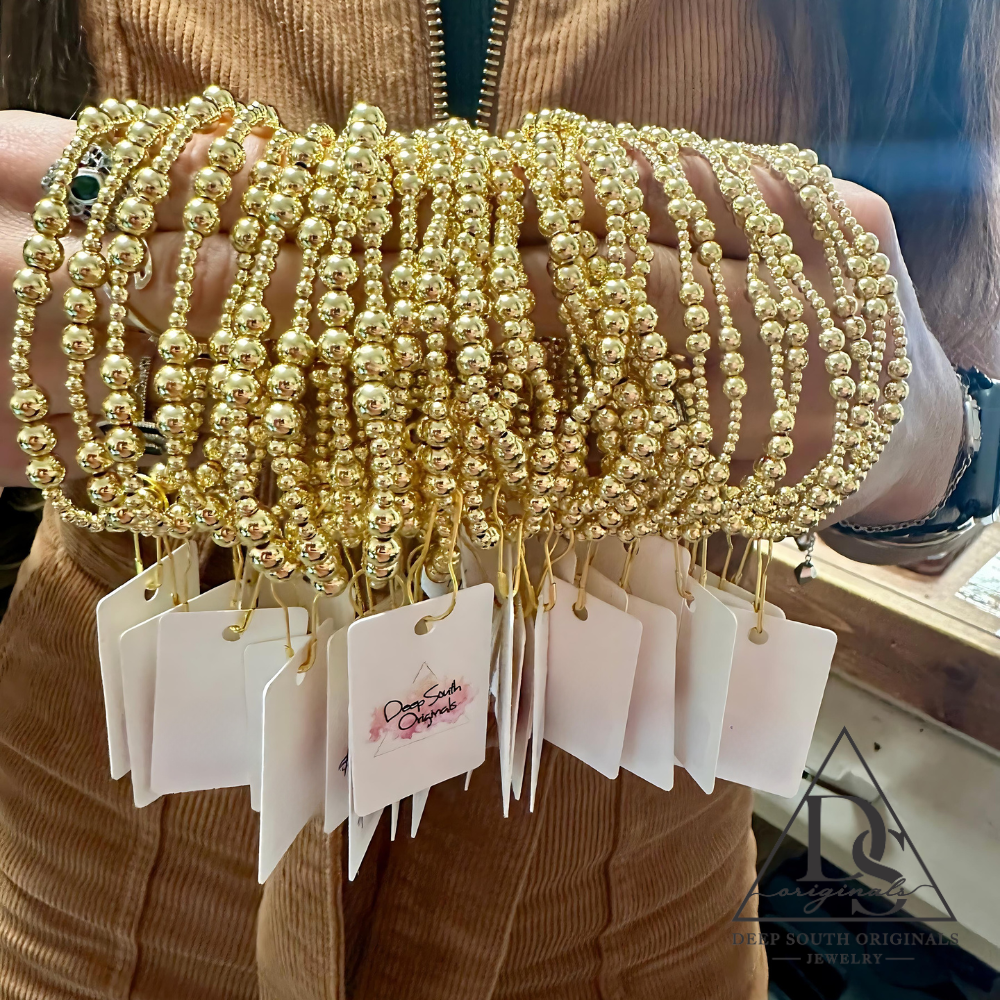 Grace 14K Gold Plated Brass Stretch Bracelet