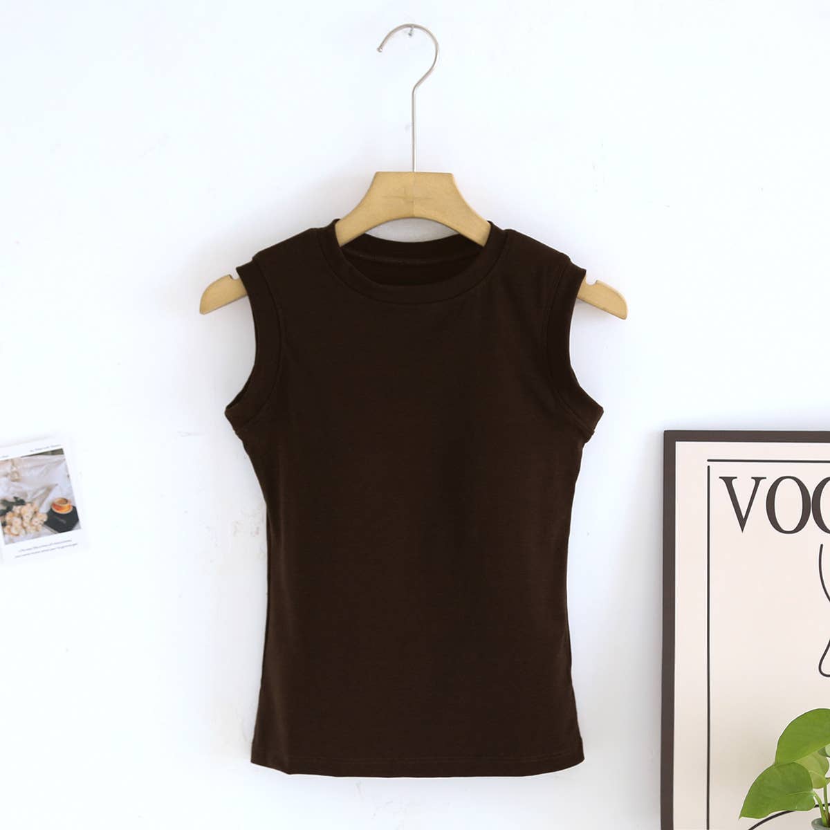 Basic Cotton Blend Built-in-Bra Tank Top