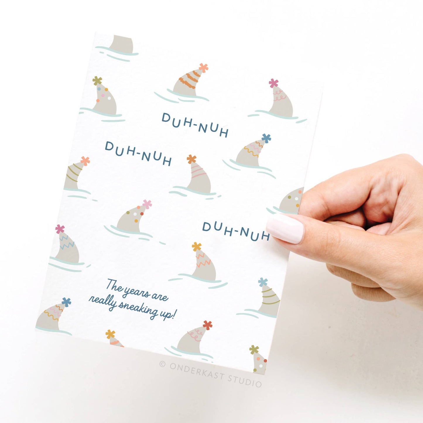 Shark Fin Party Hats Birthday Greeting Card