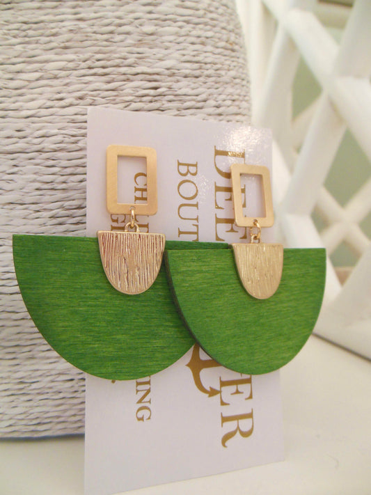 Handmade Wood Earrings w/ Gold Accents
