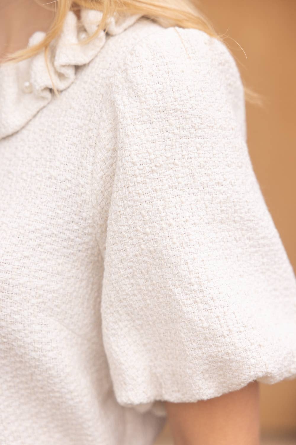 Pearled Ruffle Neckline Top