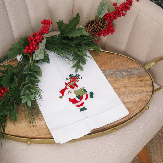 Santa's Gift Hemstitch Guest Towel