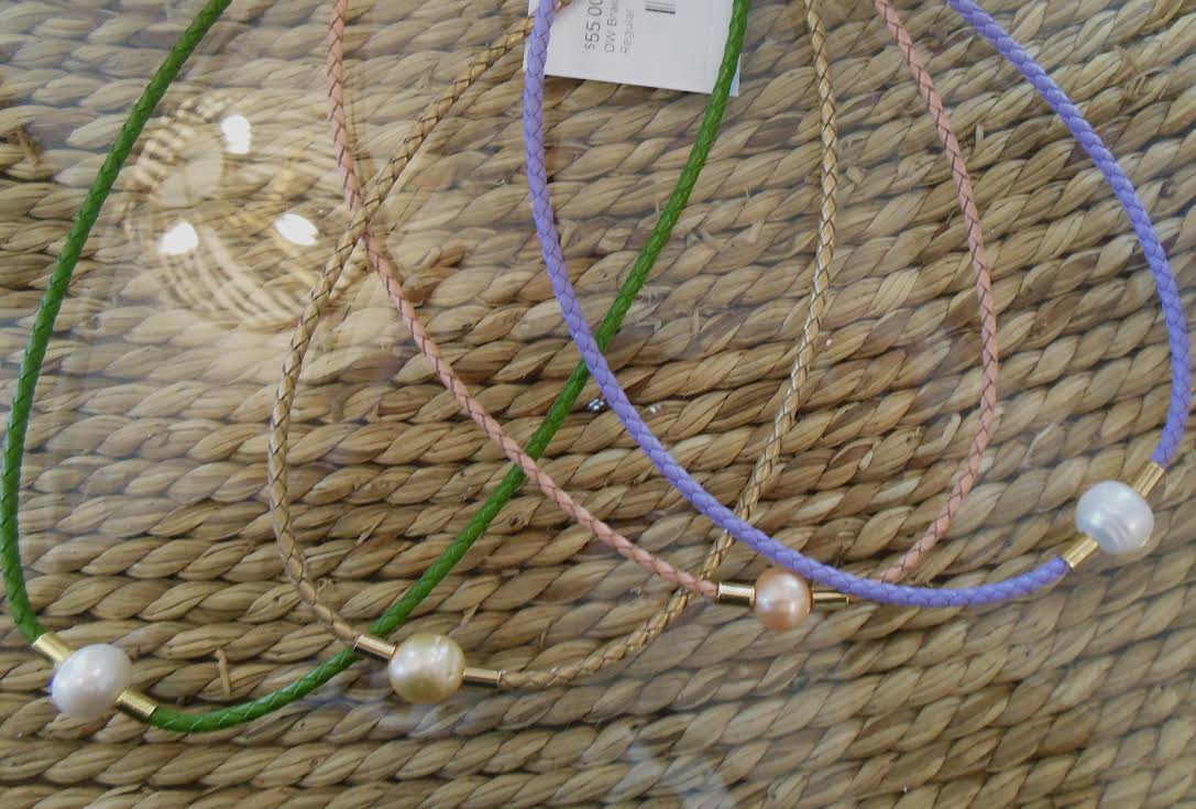 Braided Leather Pearl Necklace